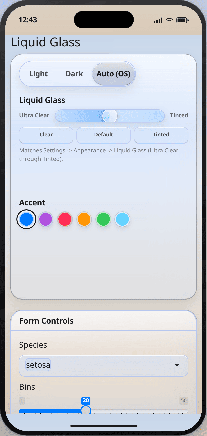 Basics demo in an iPhone-sized frame
