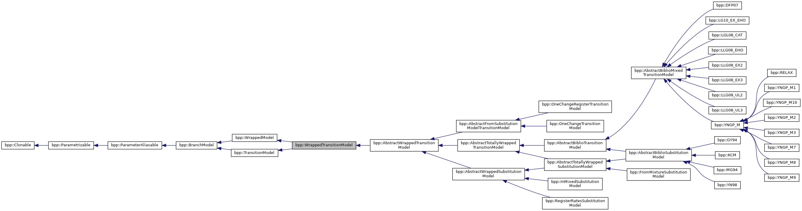 bpp-phyl3: bpp::WrappedTransitionModel Class Reference
