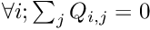 $ \forall i; \sum_j Q_{i,j} = 0 $