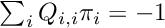 $\sum_i Q_{i,i}\pi_i = -1$